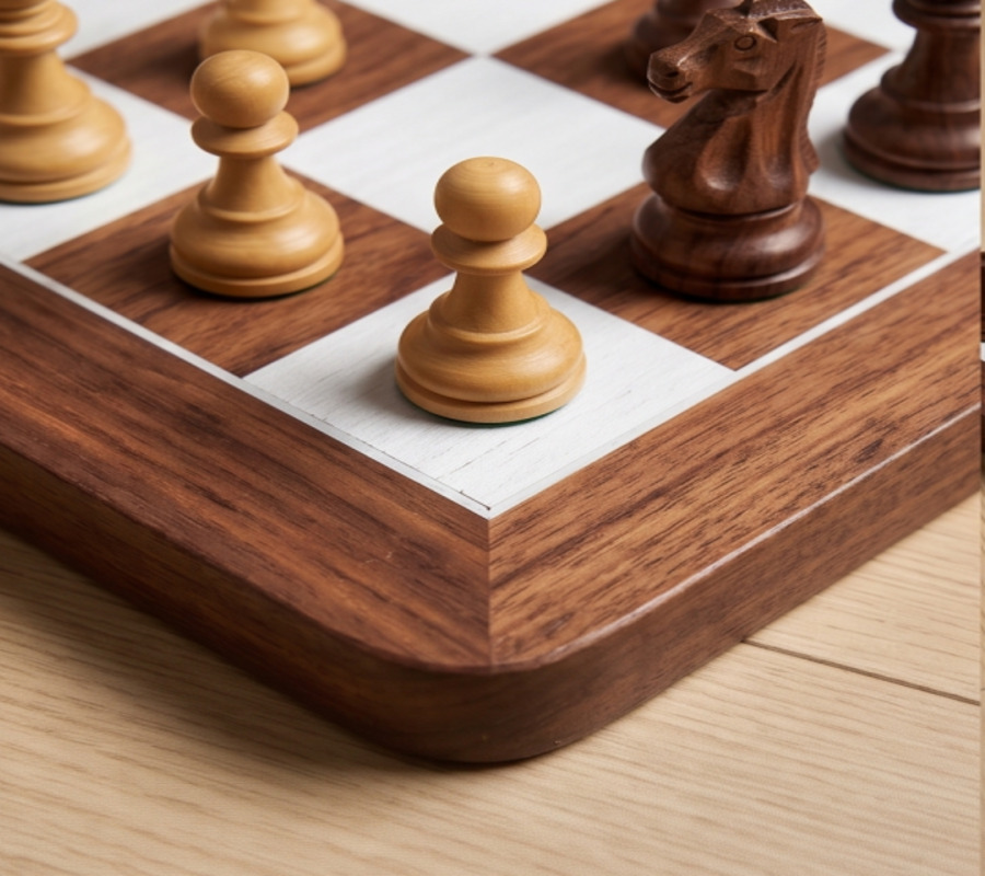 Tablero de ajedrez de madera maciza premium personalizado con dos colores