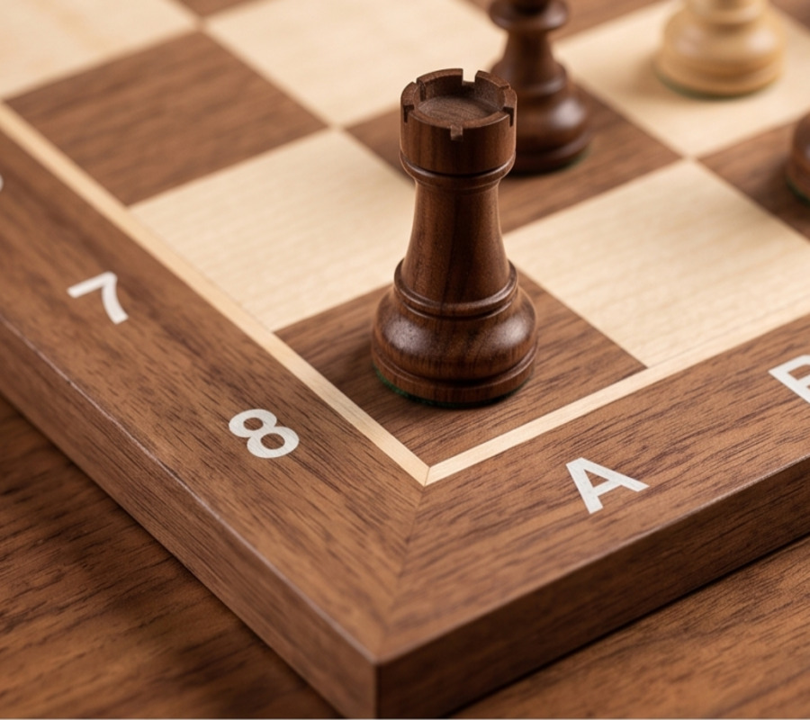Premium wooden chess board with coordinates