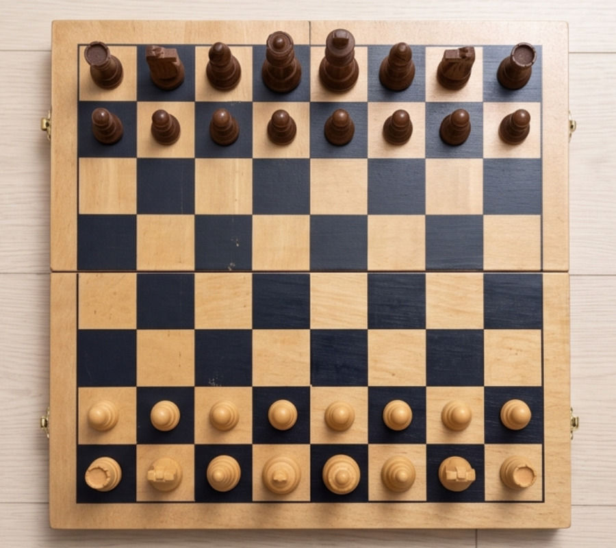 Juego de ajedrez plegable de madera natural negra de primera calidad