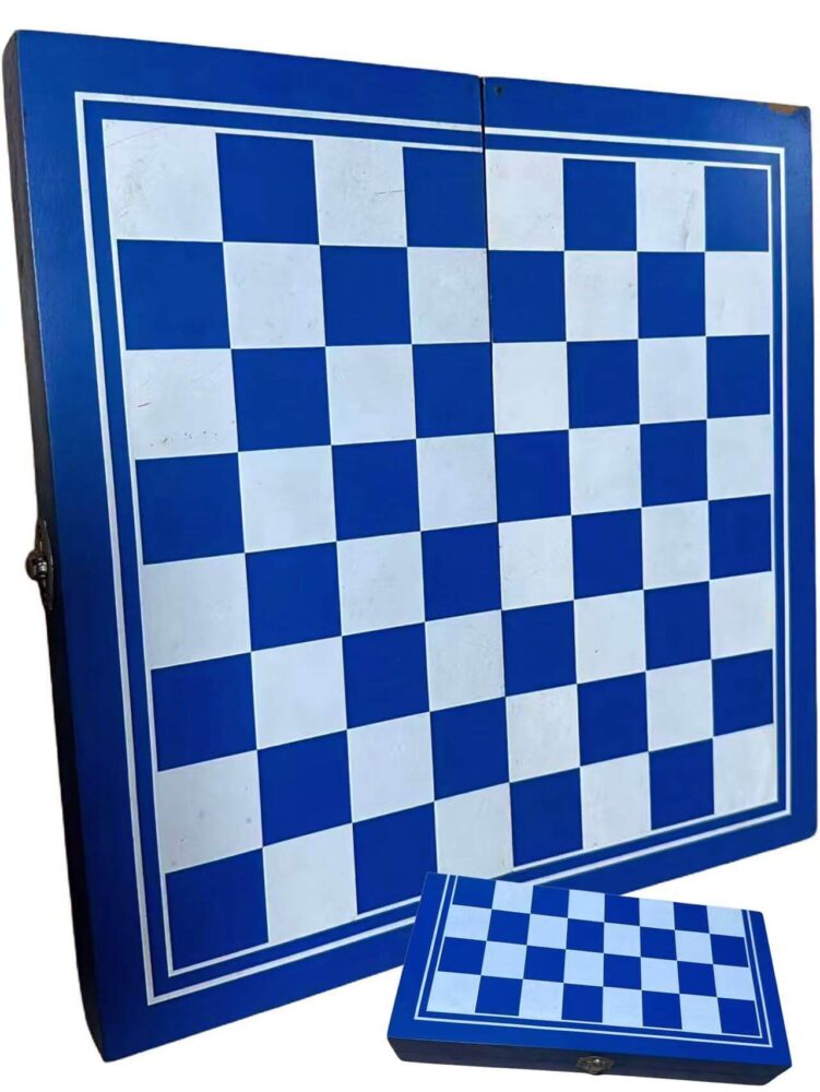 Premium Juego de Ajedrez de Madera Plegable Azul Blanco