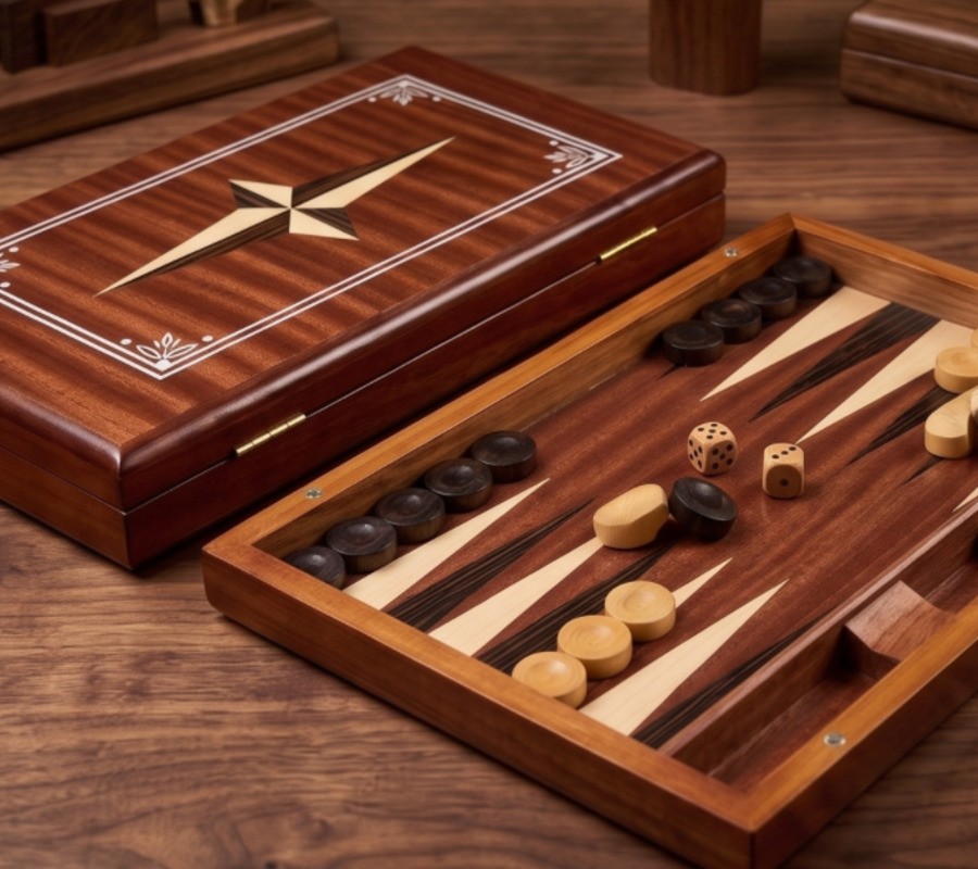 Juego de Ajedrez Tablero de Backgammon de Madera Plegable Personalizado